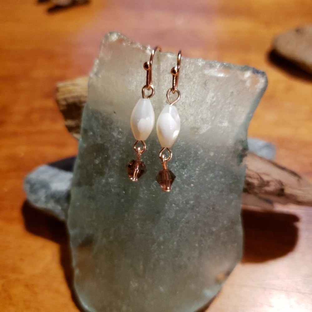 Handmade Dainty Purple Swarovski Crystal Elegant Rose Gold Earrings